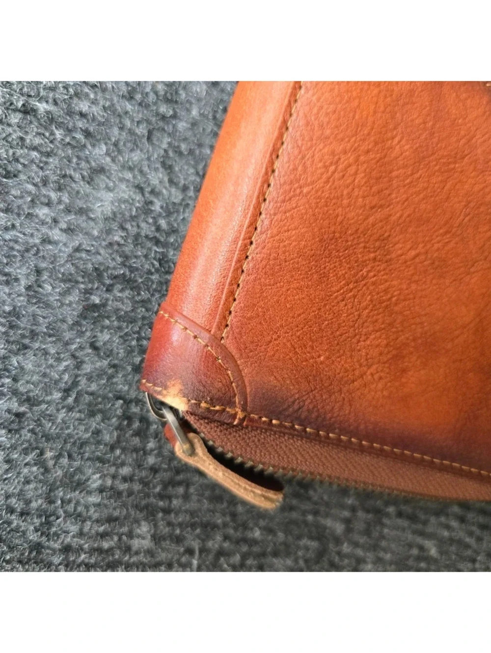 Chanpincl Men Genuine Leather Zip Around Wallet Brown Bifold RFID Card Pocket